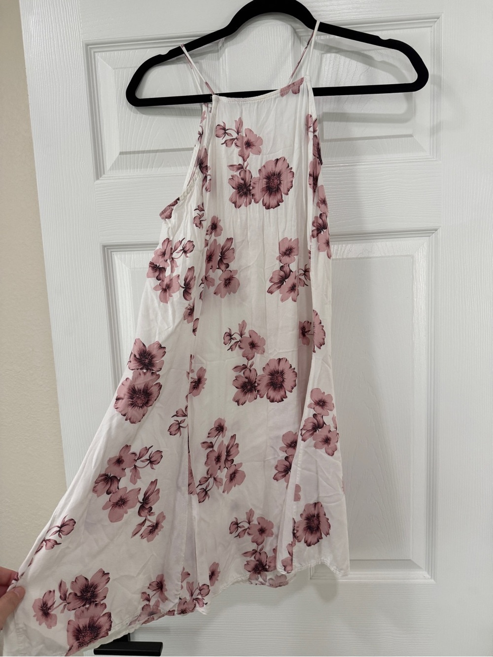Brandy Melville White Mini Dress with Mauve Floral Print